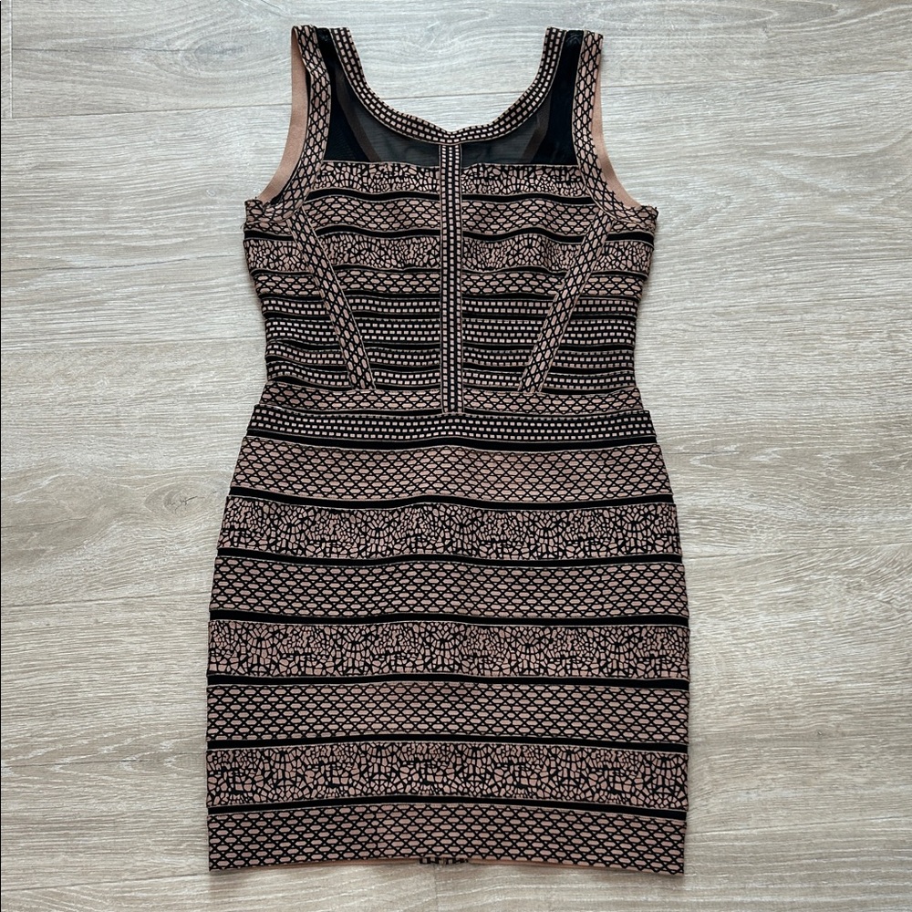 Gracia Blush and Black Striped Bodycon Mini Dress
